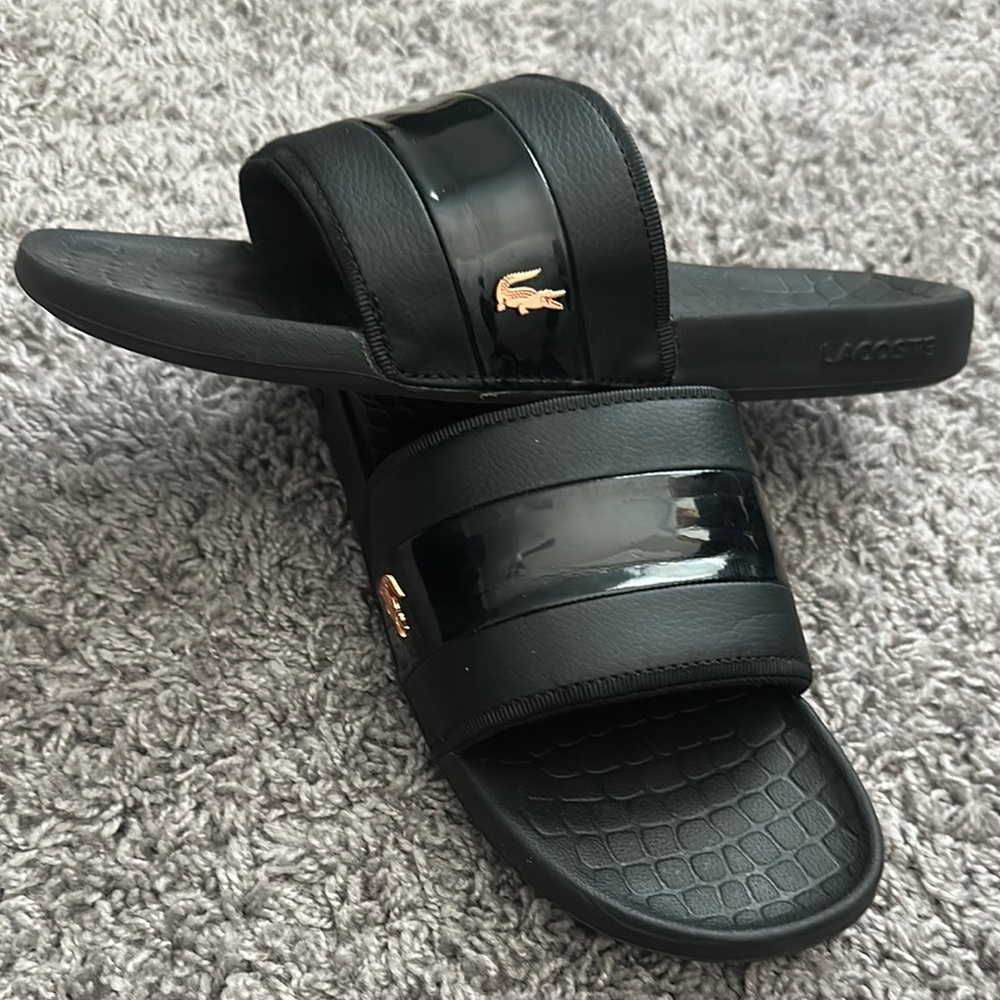 Lacoste Glossy Black Slides